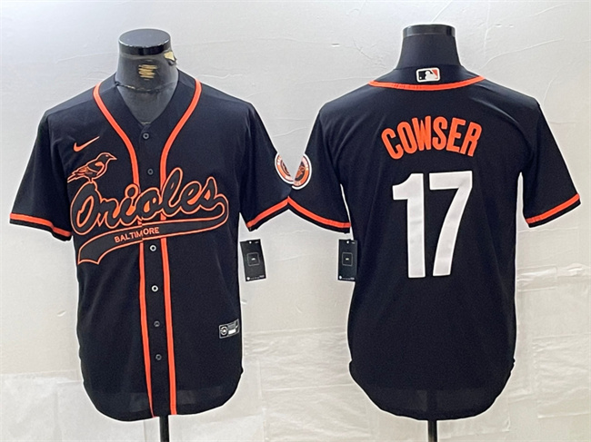 Men's Baltimore Orioles #17 Colton Cowser Black Cool Base Stitched Baseball Jersey Men's Baltimore Orioles #17 Colton Cowser Black Cool Base Stitched Baseball Jersey